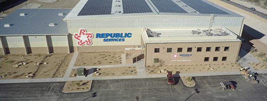 aerial view of Vegas recycling center building