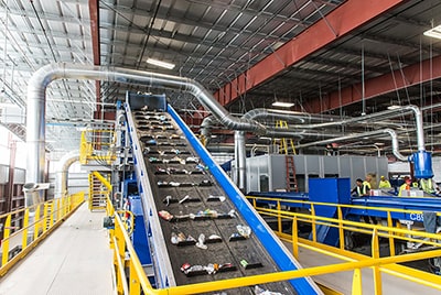 Vegas recycling facility conveyor belt